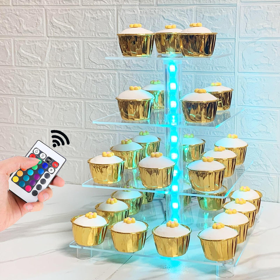 CHICBAKE 4-tier cupcake stand top view shows clear acrylic elegance for events