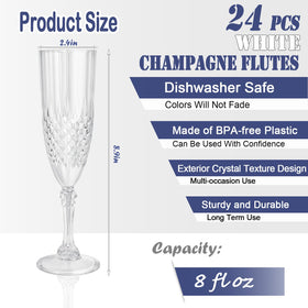 CHICERA white crystal design champagne glass close-up highlighting sparkle.