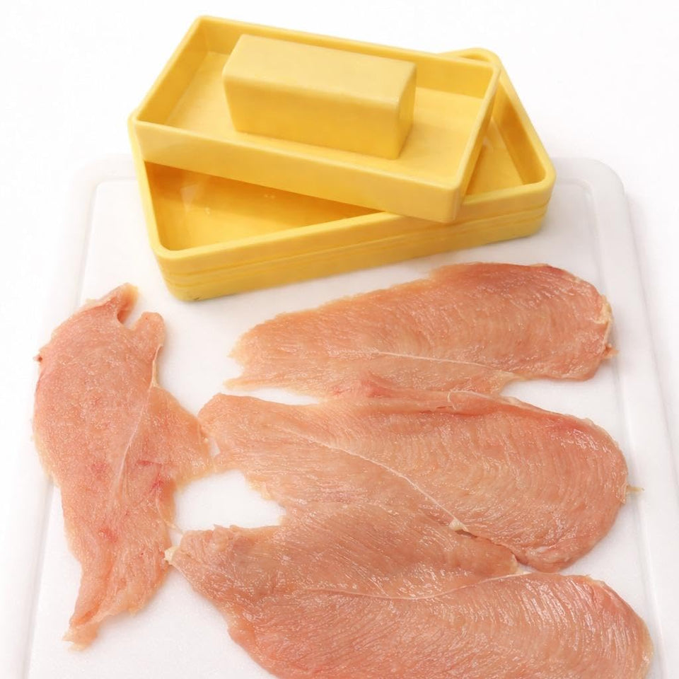Chicken Slicer shows even cutlets for fast, uniform meals.