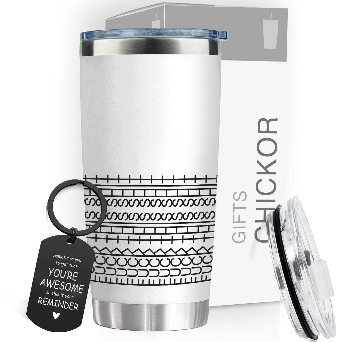 CHICKOR FTS tumbler exterior shows bold humor for desk or travel.