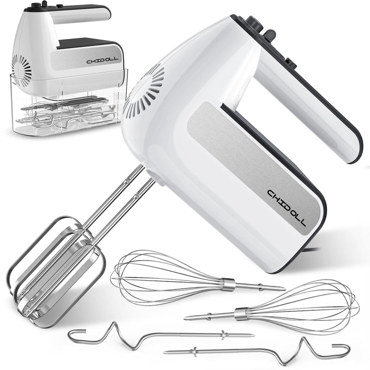 CHIDOLL hand mixer with turbo-button for quick blending in the kitchen