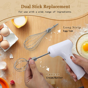 Chidoyii cordless hand mixer displaying 3 speeds for different textures.