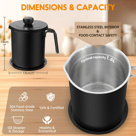 Chihee grease container includes anti-slip coaster tray to prevent spills.