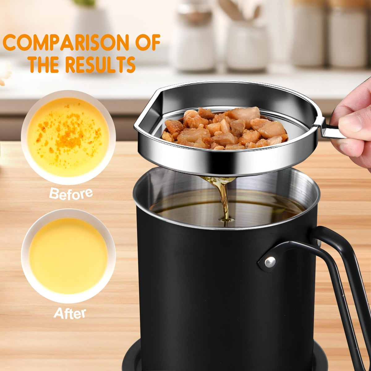 Chihee grease container shows drip-free spout for tidy pouring.