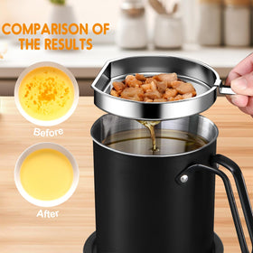 Chihee grease container shows drip-free spout for tidy pouring.