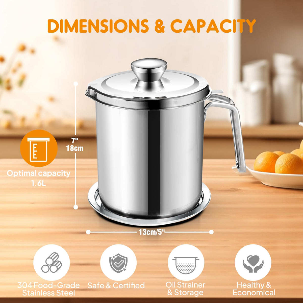 Chihee grease container fine mesh strainer capturing debris for reuse-ready oil