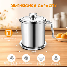 Chihee grease container fine mesh strainer capturing debris for reuse-ready oil