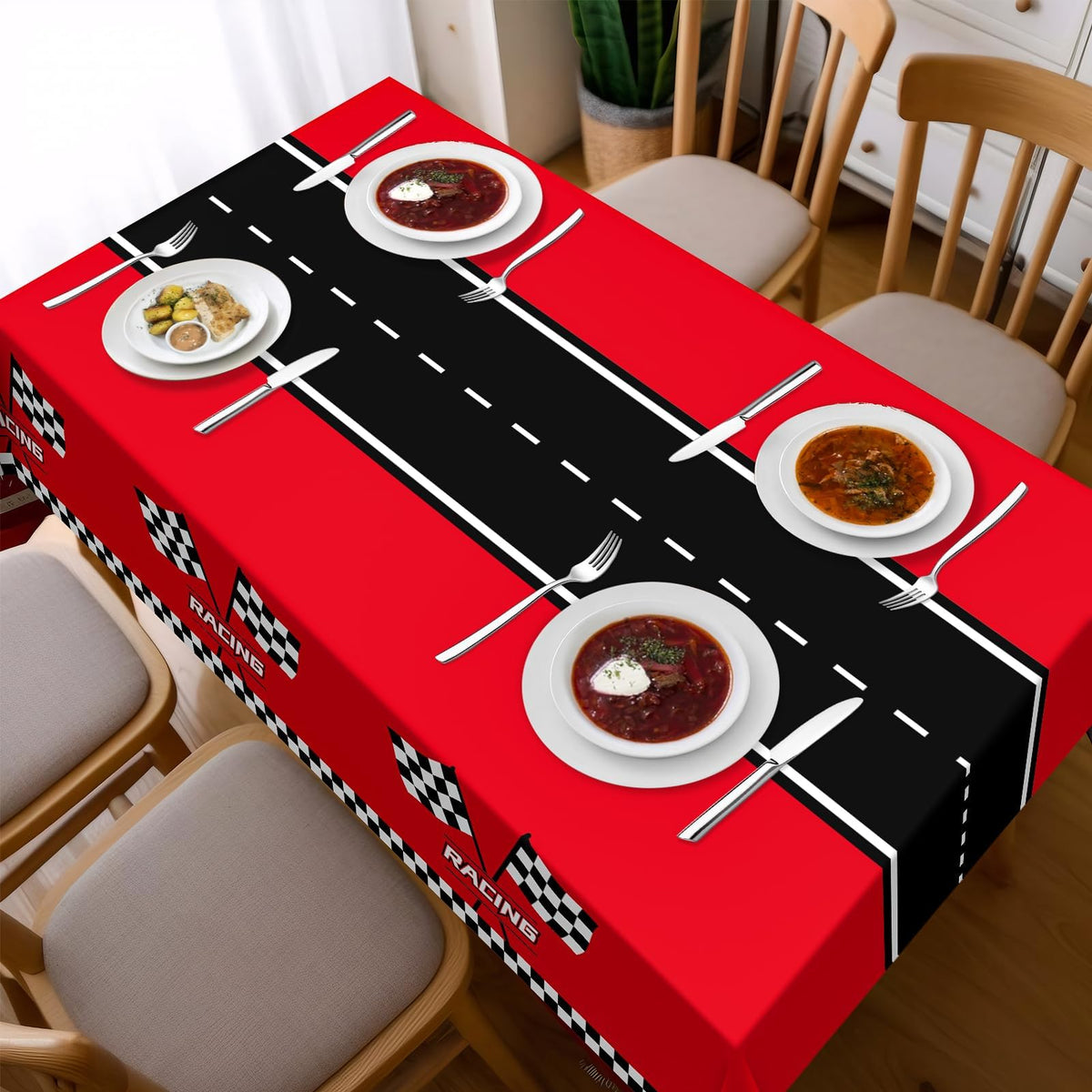 Childom durable material tablecloth for race car events