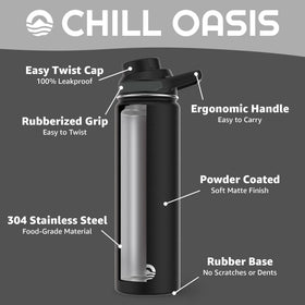 Chill Oasis leak-proof silicone gasket keeps liquids secure during travel
