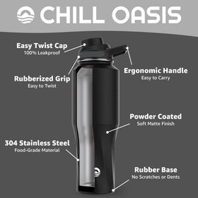 Chill Oasis leak-proof silicone gasket prevents spills during gym or travel