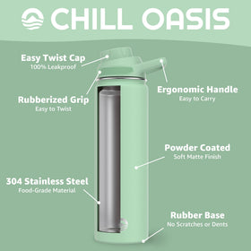 Chill Oasis leak-proof silicone gasket to prevent spills during workouts.