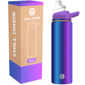 Chill Oasis Aura 22oz bottle front view for reliable hydration.