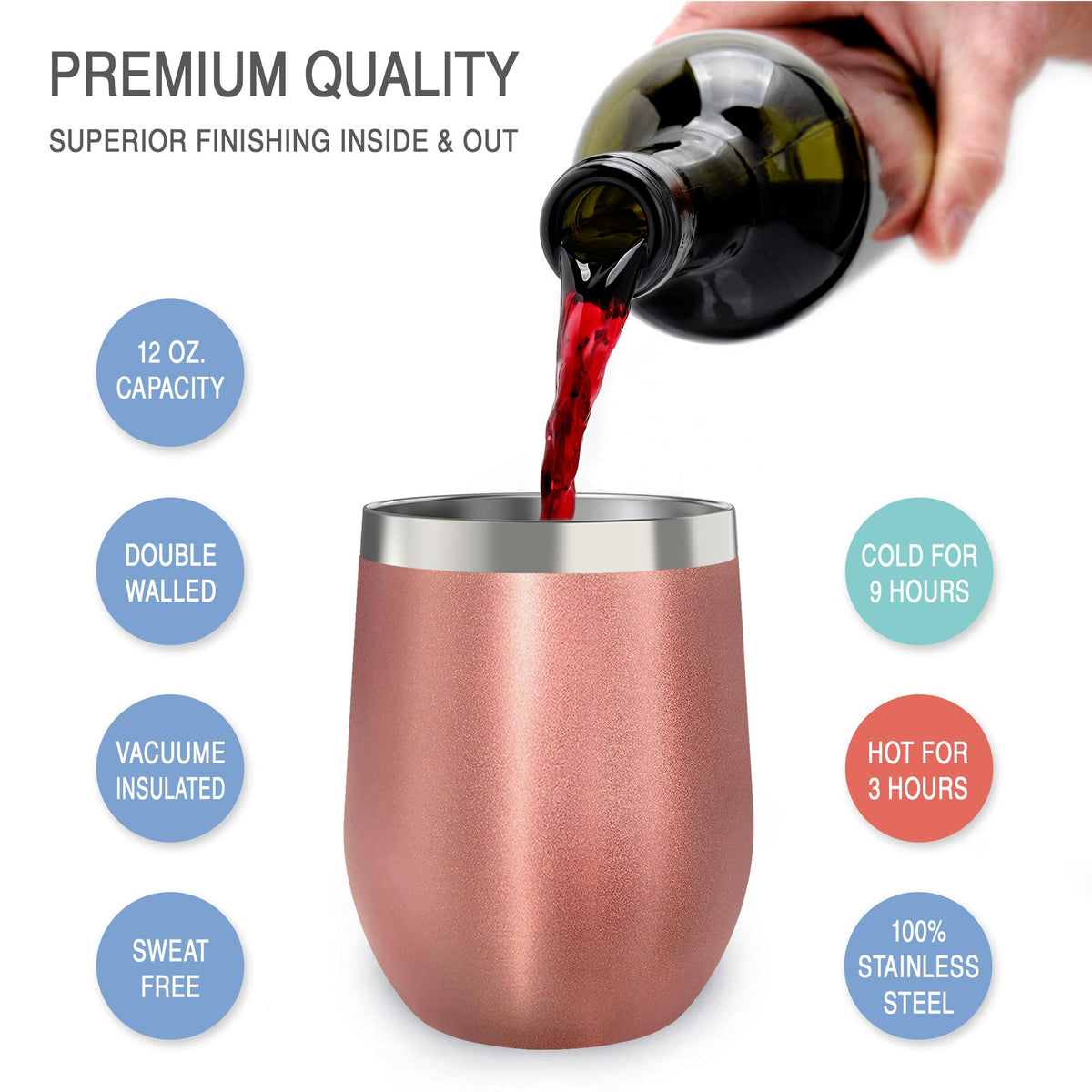 CHILLOUT LIFE rose gold stainless steel tumbler lids and straw for travel