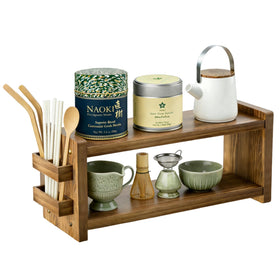 Chilinii two-tier counter organizer showing mug and cup storage within arm's reach.