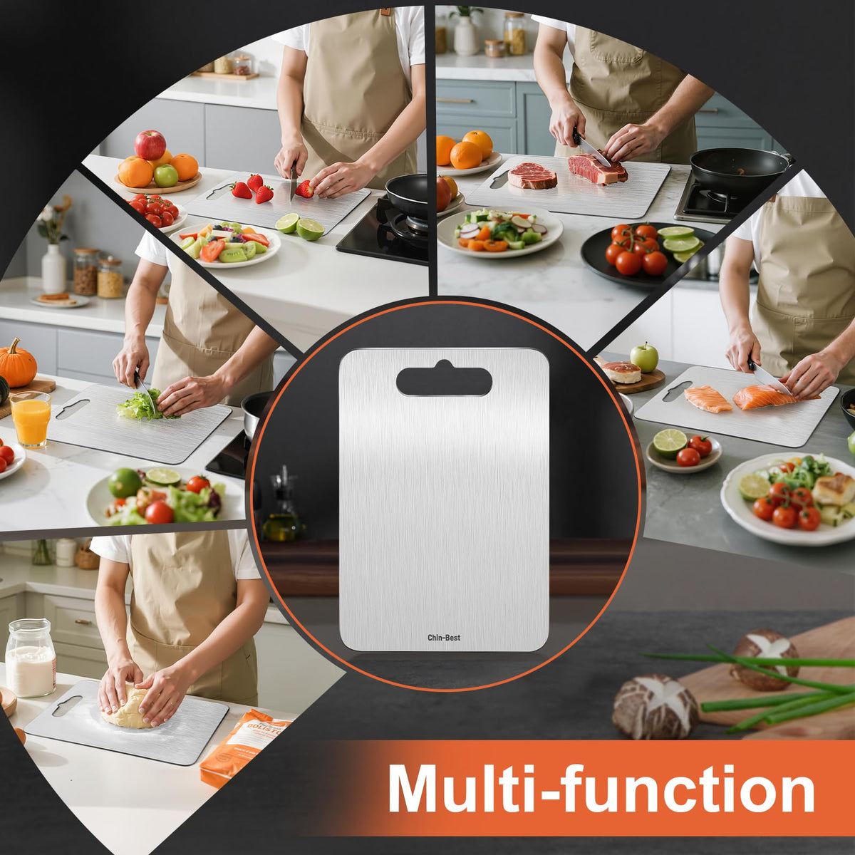 Chin-Best titanium cutting board indoor outdoor use for versatile cooking