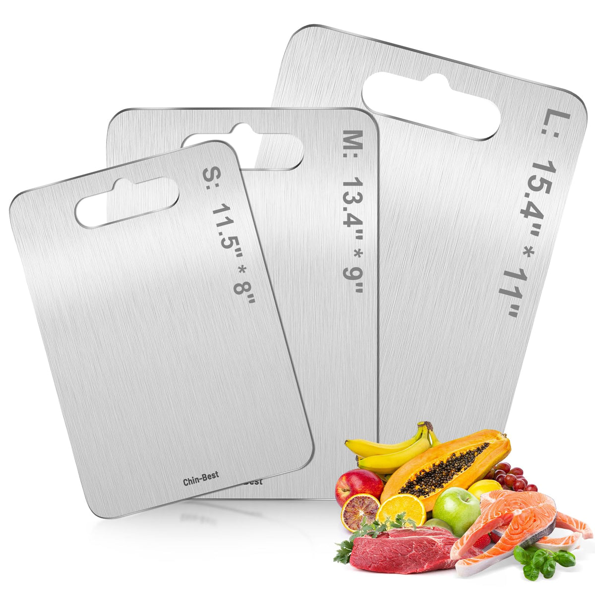 Chin-Best titanium cutting board non slip base keeps slicing steady