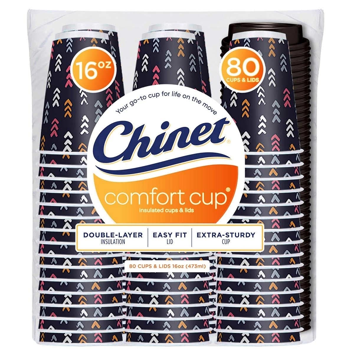 Chinet Comfort 16oz insulated cup with secure lid for on-the-go beverages