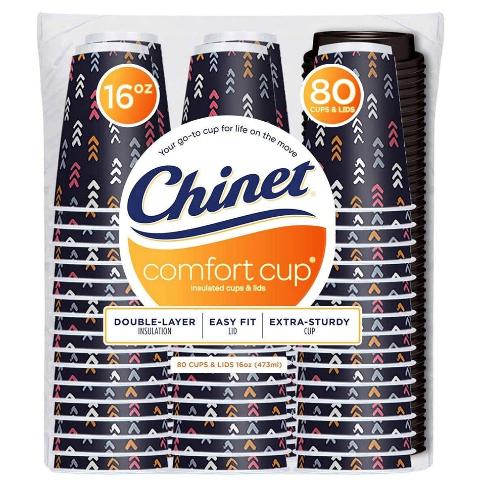 Chinet Comfort 16oz insulated cup with secure lid for on-the-go beverages