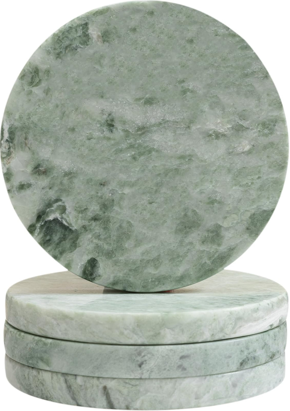 CHISELED ST DF SK green marble coaster close-up showing unique veining for elegant table decor.