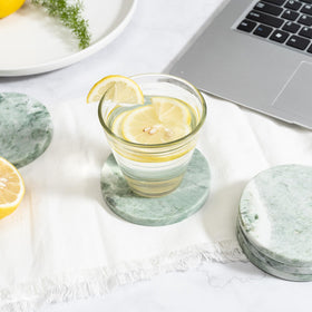 CHISELED ST DF SK luxurious marble surface enhances daily coffee or wine moments.