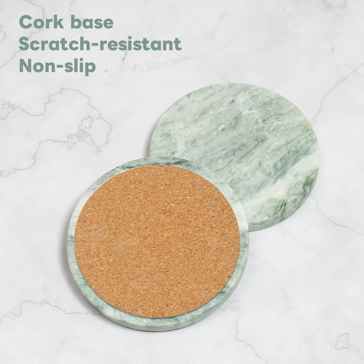 CHISELED ST DF SK natural stone coaster with cork backing for everyday use.