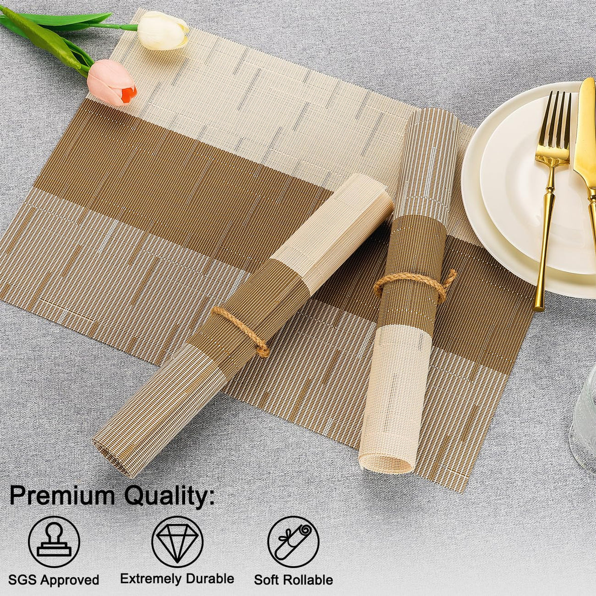 Chitomars placemats decorative beige light brown shade enhances table setting