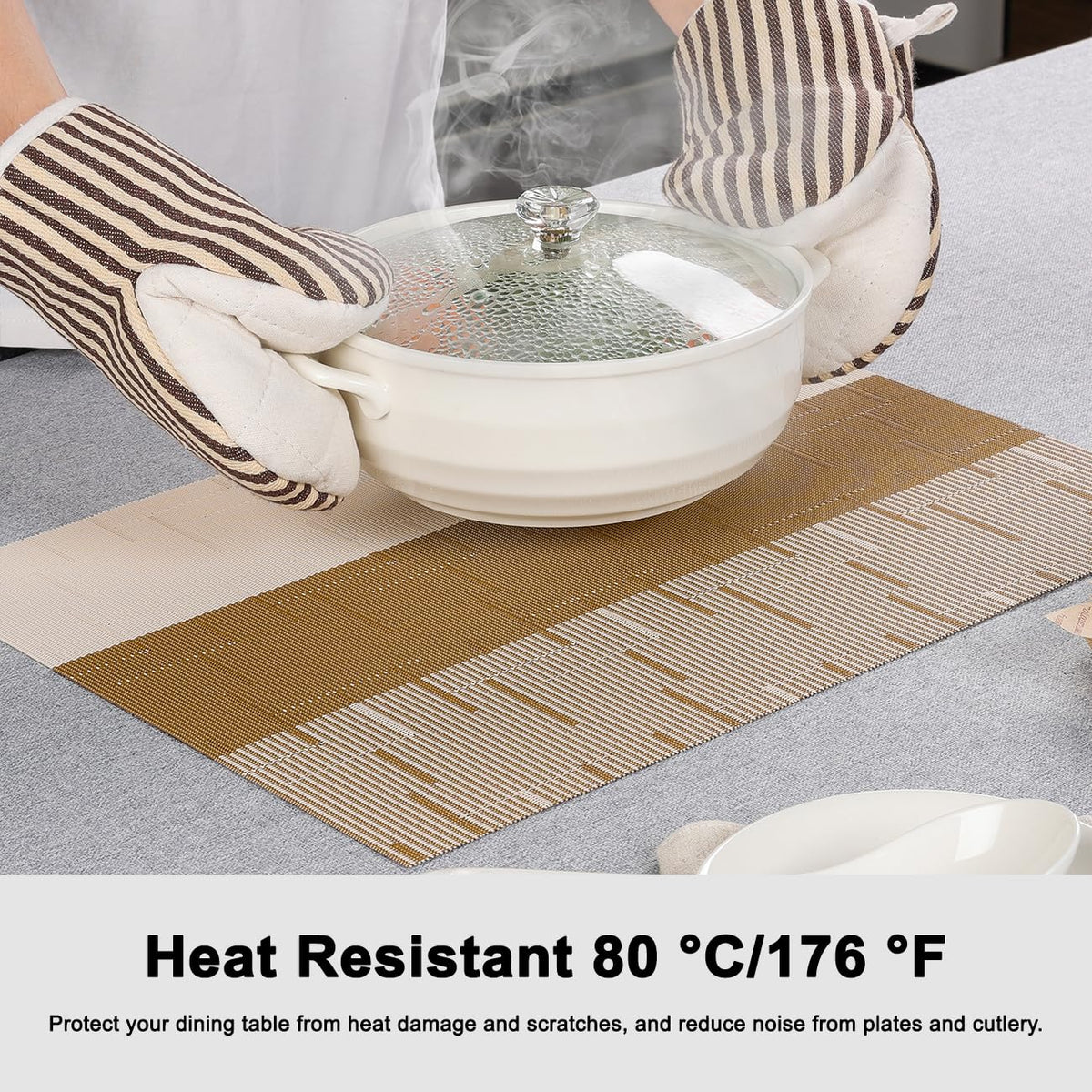Chitomars placemats non-slip surface reduces slide during meals
