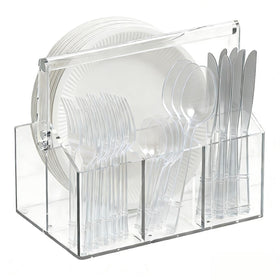 Chivalral acrylic utensil holder front view for easy access and visibility.