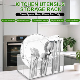Chivalral acrylic utensil holder side view showing compact design.