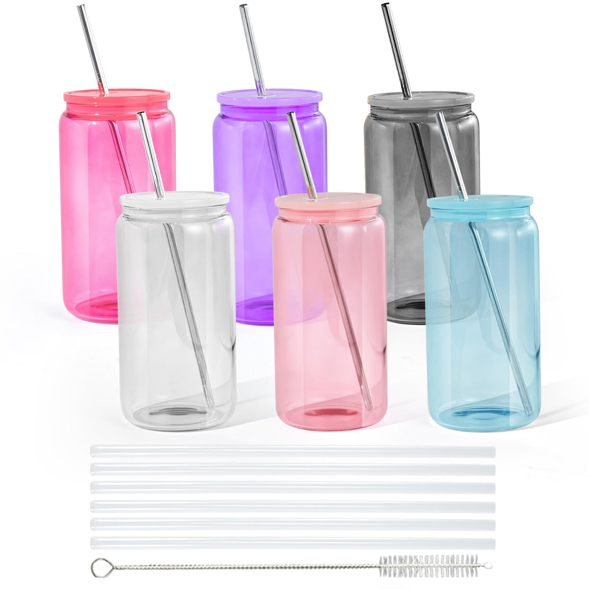 CHLJAR 16oz acrylic mason jar with lids, ideal for iced coffee and smoothies.