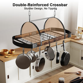 Industrial style Chloraeon rack blends matte black metal with rustic wood.