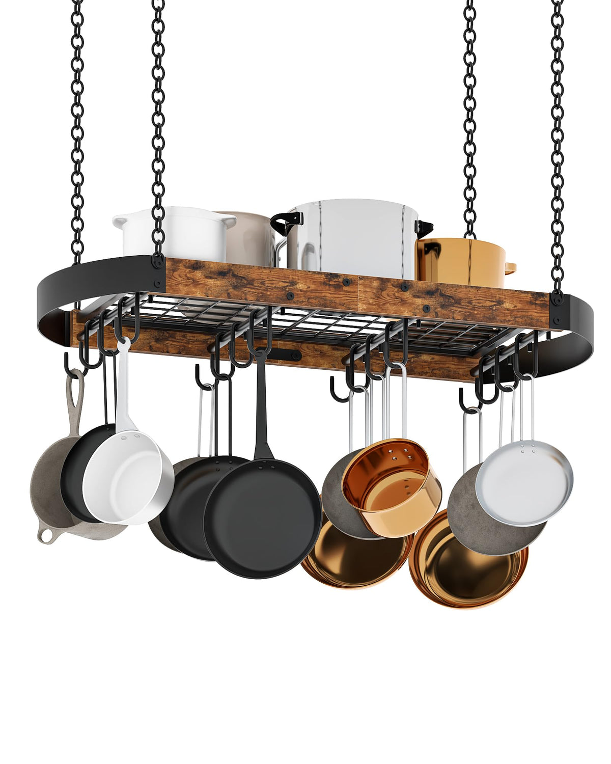 CHOEZON 31.7-inch hanging pot rack front view shows space-saving kitchen storage