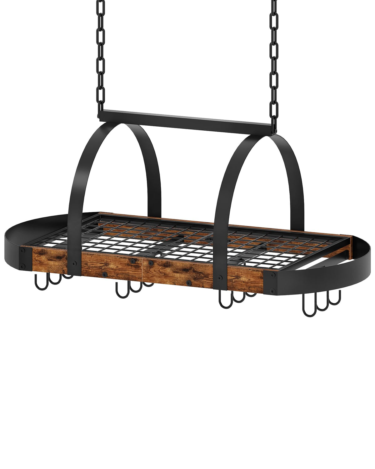 CHOEZON hanging pot rack with ceiling mount and 12 hooks for organized cookware