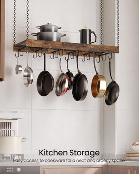 CHOEZON pot rack shows four metal chains for secure mounting