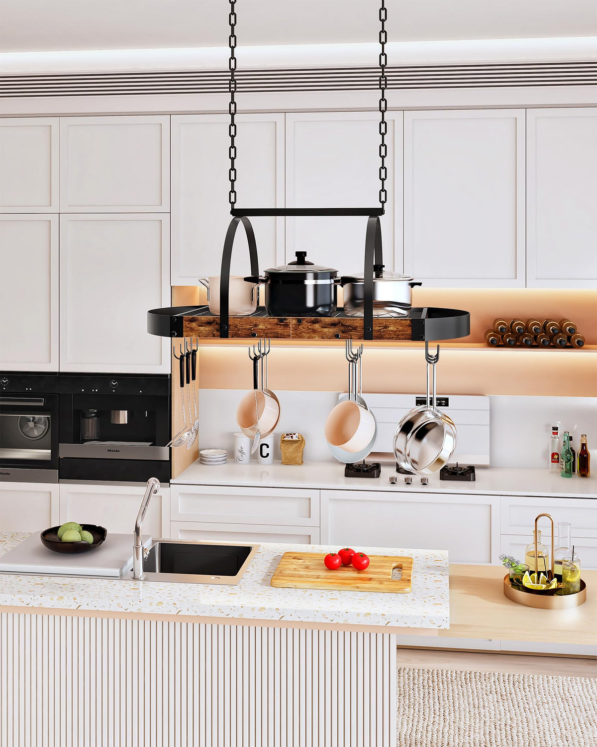 CHOEZON thickened double chains support cookware safely up to 50 lb