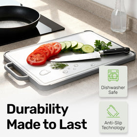 Chopzilla titanium surface is knife-friendly, helping preserve blade sharpness over time.