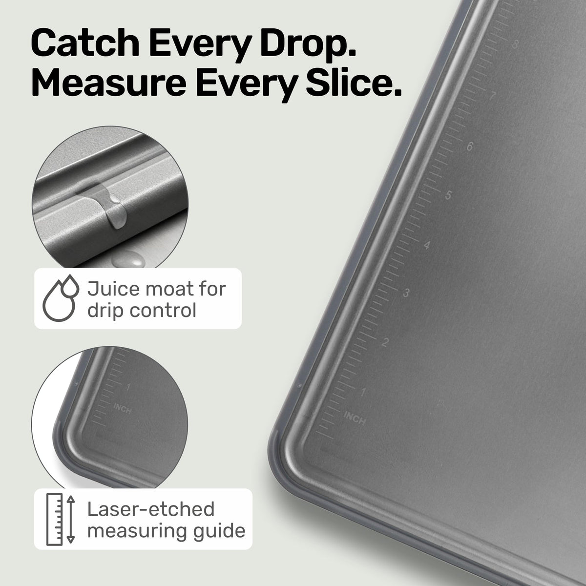 Chopzilla cutting board with non-slip feet and ergonomic handle stays stable while you chop.