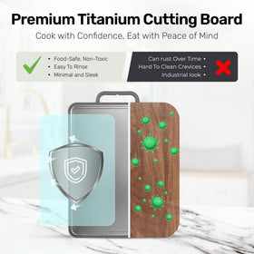 Chopzilla titanium cutting board etched ruler supports precise portioning during meal prep.