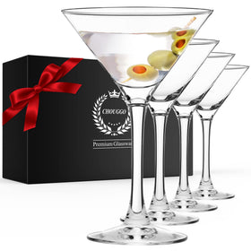 Chouggo martini glasses set of 4, hand-blown crystal for elegant cocktails.
