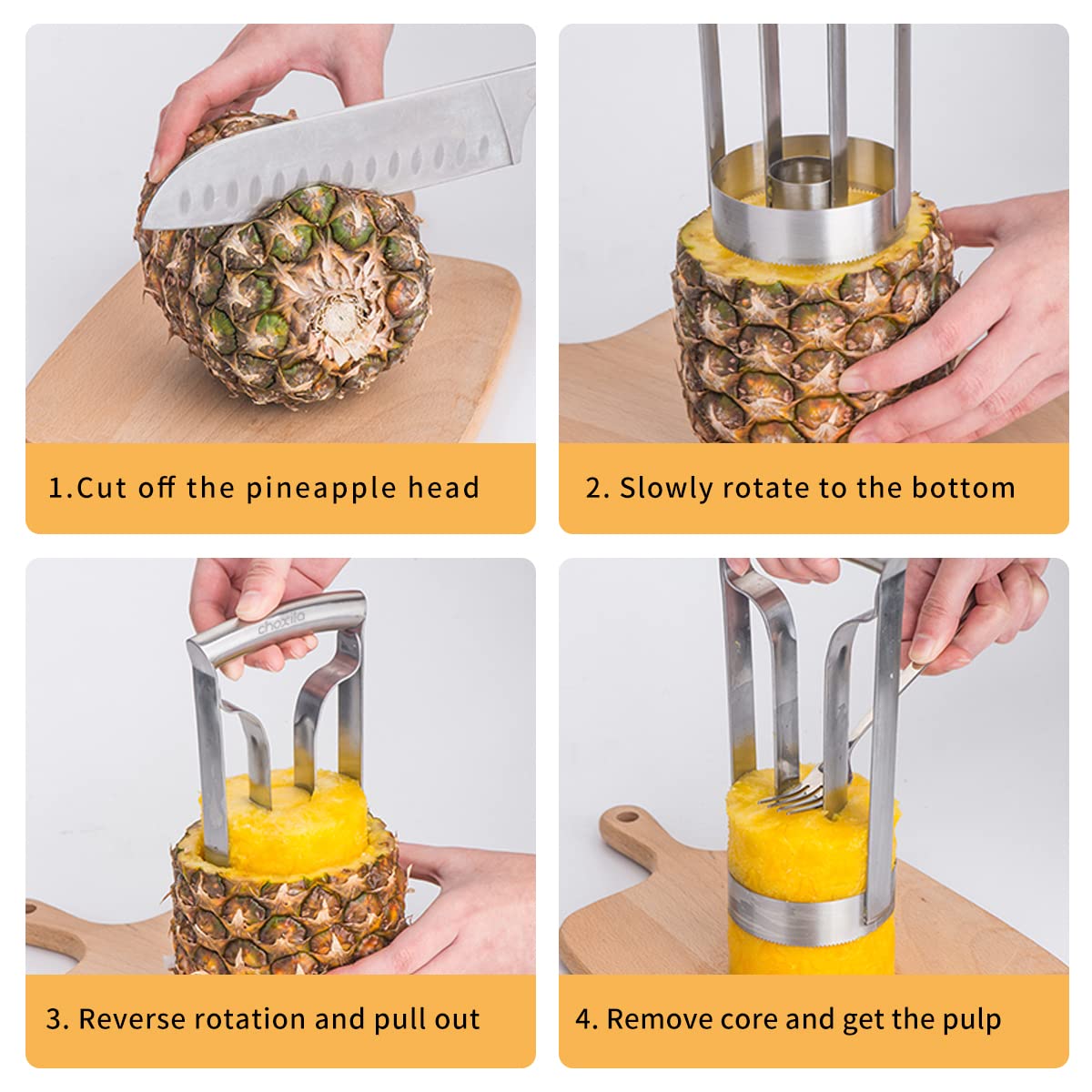 Choxila pineapple corer with easy-clean design after use.