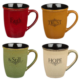 Christian Art Gifts ivory mug showcasing Scripture and durable, dishwasher-safe design for everyday use.