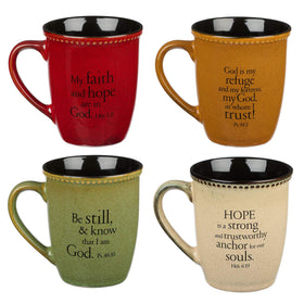 Christian Art Gifts sage green mug with glossy interior for tea, coffee, and encouragement.