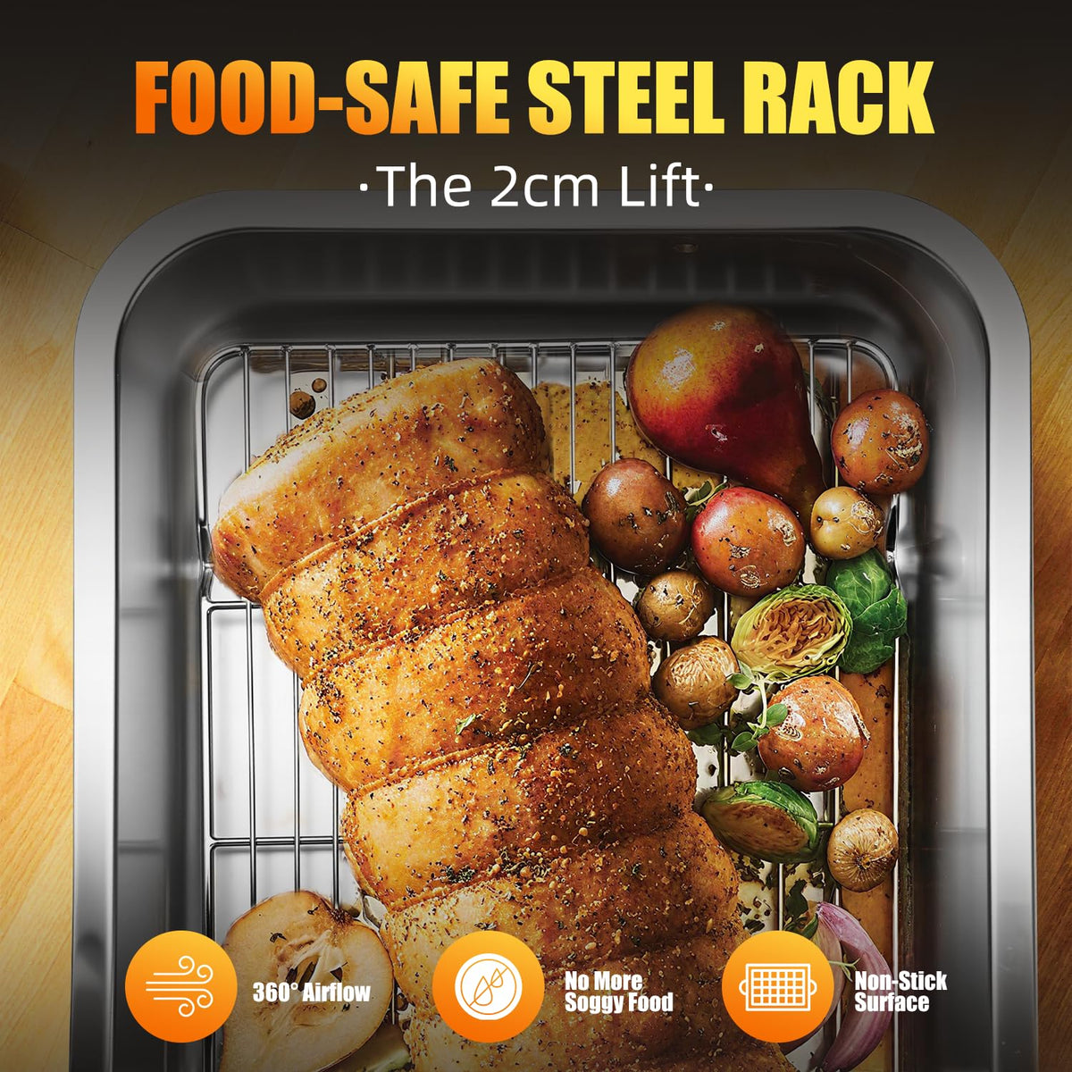 Chrysovereign large turkey roasting pan fits whole turkey and sides