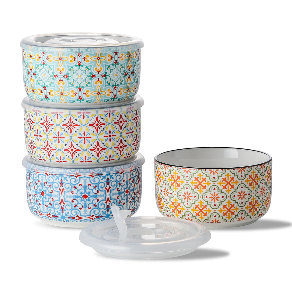 Chubacoo ceramic bowl with lid design D for fresh food storage and easy serving
