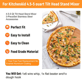 CHUDODO KitchenAid dough hook for 4.5-5 Qt, ideal for breads and dough.