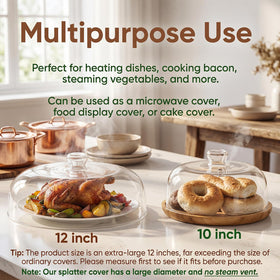 Chufa 12-inch clear glass splatter cover see-through design