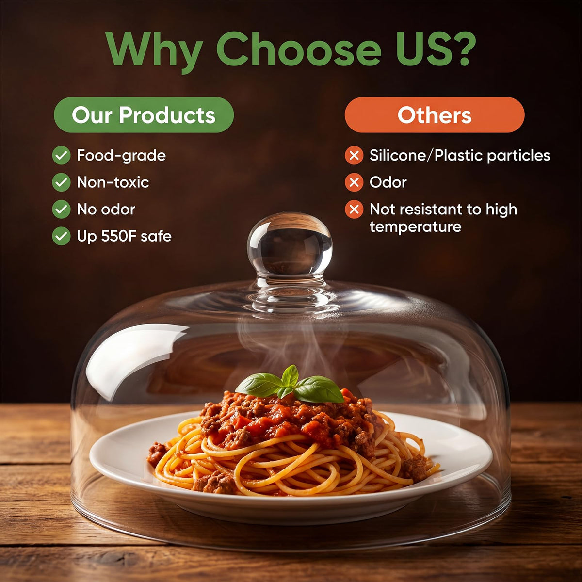 Chufa 12-inch borosilicate glass splatter cover dishwasher-safe