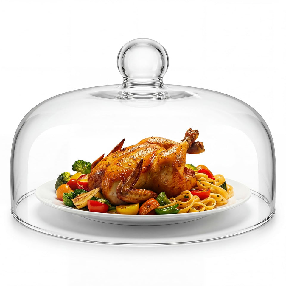 Chufa 12-inch borosilicate glass splatter cover top view keeps mess contained during reheating