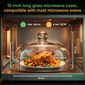 Chufa 12-inch splatter cover with handle for easy lifting during reheating