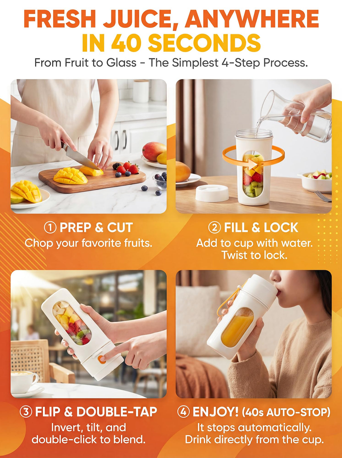 Chufa dishwasher-safe bottle and blades simplify cleanup after smoothies